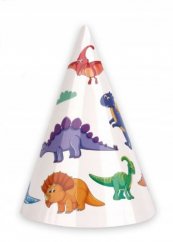 Papírové narozeninové čepičky s dinosauřím motivem