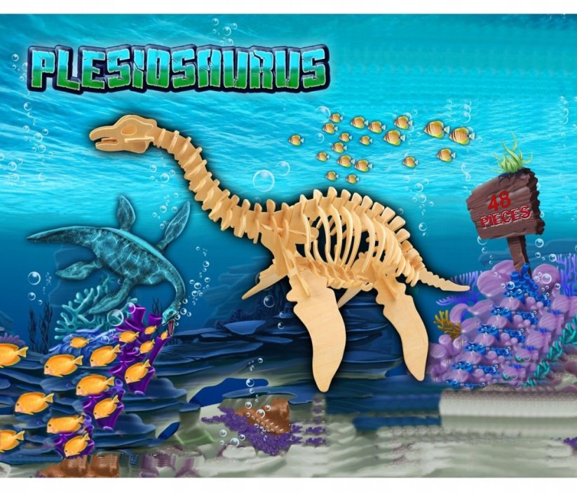 3D dřevěné puzzle - kostra Plesiosaura - skládačka ze dřeva