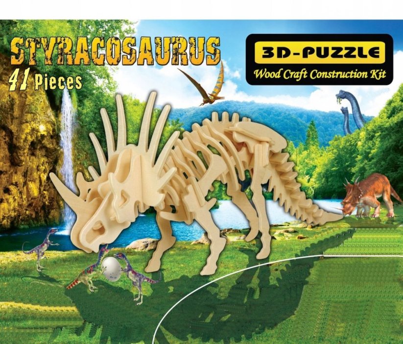 3D dřevěné puzzle - kostra Styracosaura - skládačka ze dřeva
