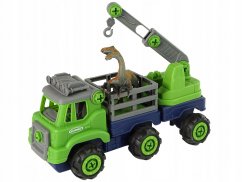 Šroubovací nákladní auto s jeřábem, dinosaurem a šroubováky