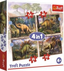 Puzzle Zajímaví dinosauři 4v1 | 35,48,54,70 dílků