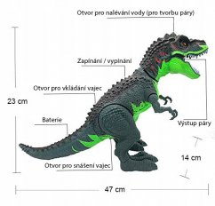 Tyrannosaurus Rex - chodí, svítí, vydává páru, křičí a snáší vejce
