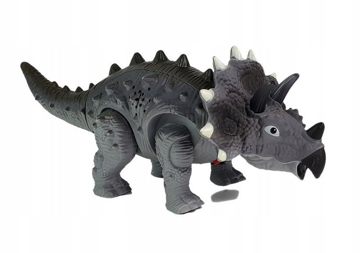 Triceratops na baterie - chodí, svítí, vydává zvuky - Barva: Šedá