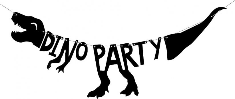 Dinosauří narozeninový nápis na pověšení - DINO PARTY - Barva: Černá
