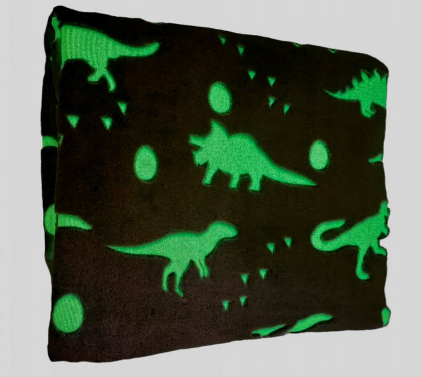 Plyšová deka s dinosauřím vzorem 135 cm x 155 cm - svítí ve tmě