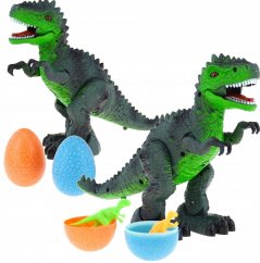 Chodící T-rex a dvě vejce s dinosaury - svítí, vydává zvuky