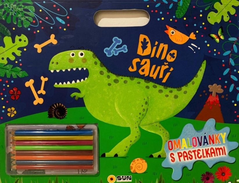 Dinosauři omalovánky s pastelkami obsahuje pastelky